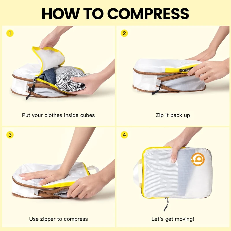 2/6/9 Set Compression Packing Cubes Waterproof Travel Organizer Bags Space-Saving Luggage Storage for Suitcase Travel Essentials
