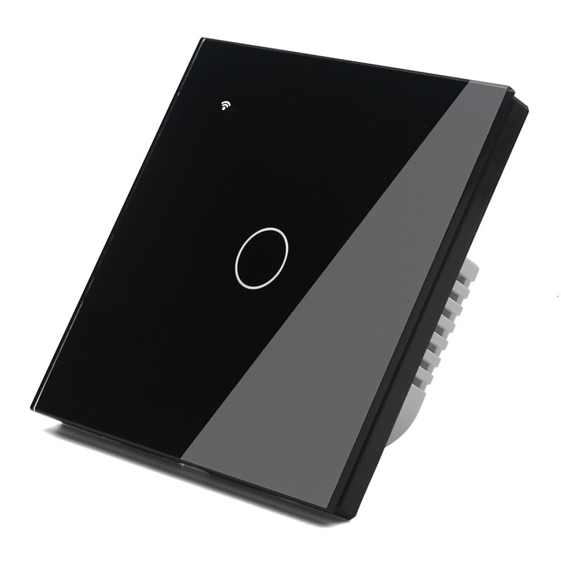(No need neutral) WIFI Touch Light Wall Switch Black Glass Blue LED Smart Home Phone Control 1 Gang 2 Way Alexa Google Home