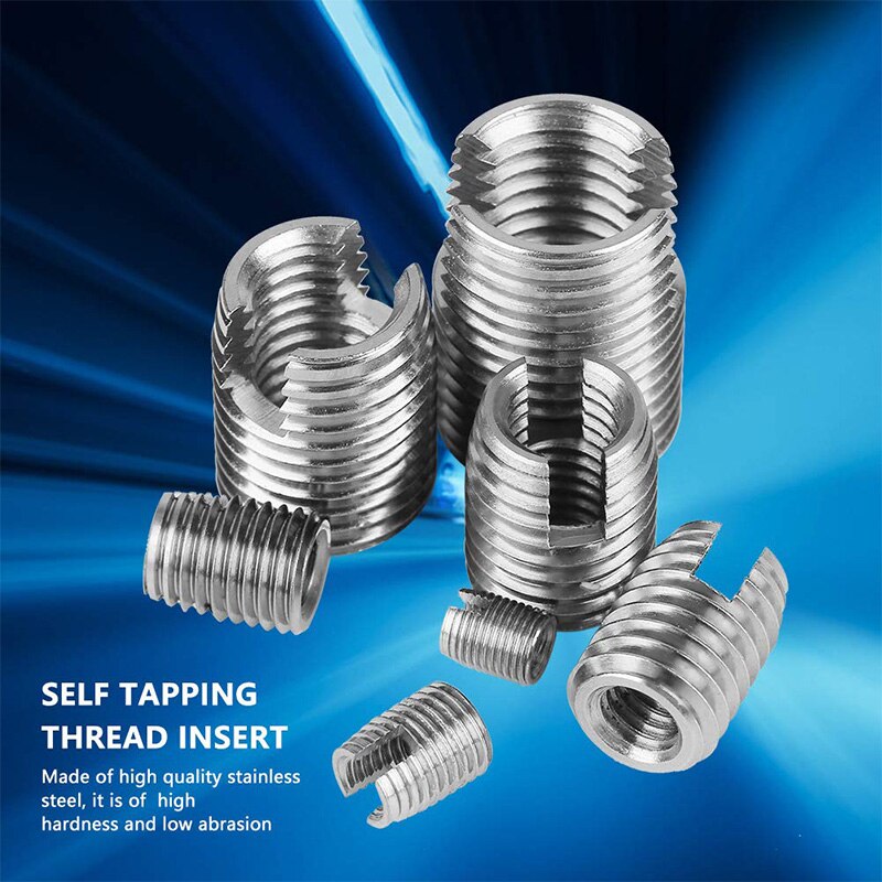 50Pcs Quick Thread Insert, Stainless Steel Inner Thread Self Tapping Thread Inserts Set Thread Reinforce Repair Tool