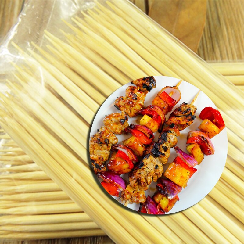 30 cm x 2.5mm 200 stks/partij Natuurlijke Houten Bamboe BBQ Spiesjes Barbecue Shish Kabob Sticks Wegwerp Vlees Voedsel spiesjes Snoep stok