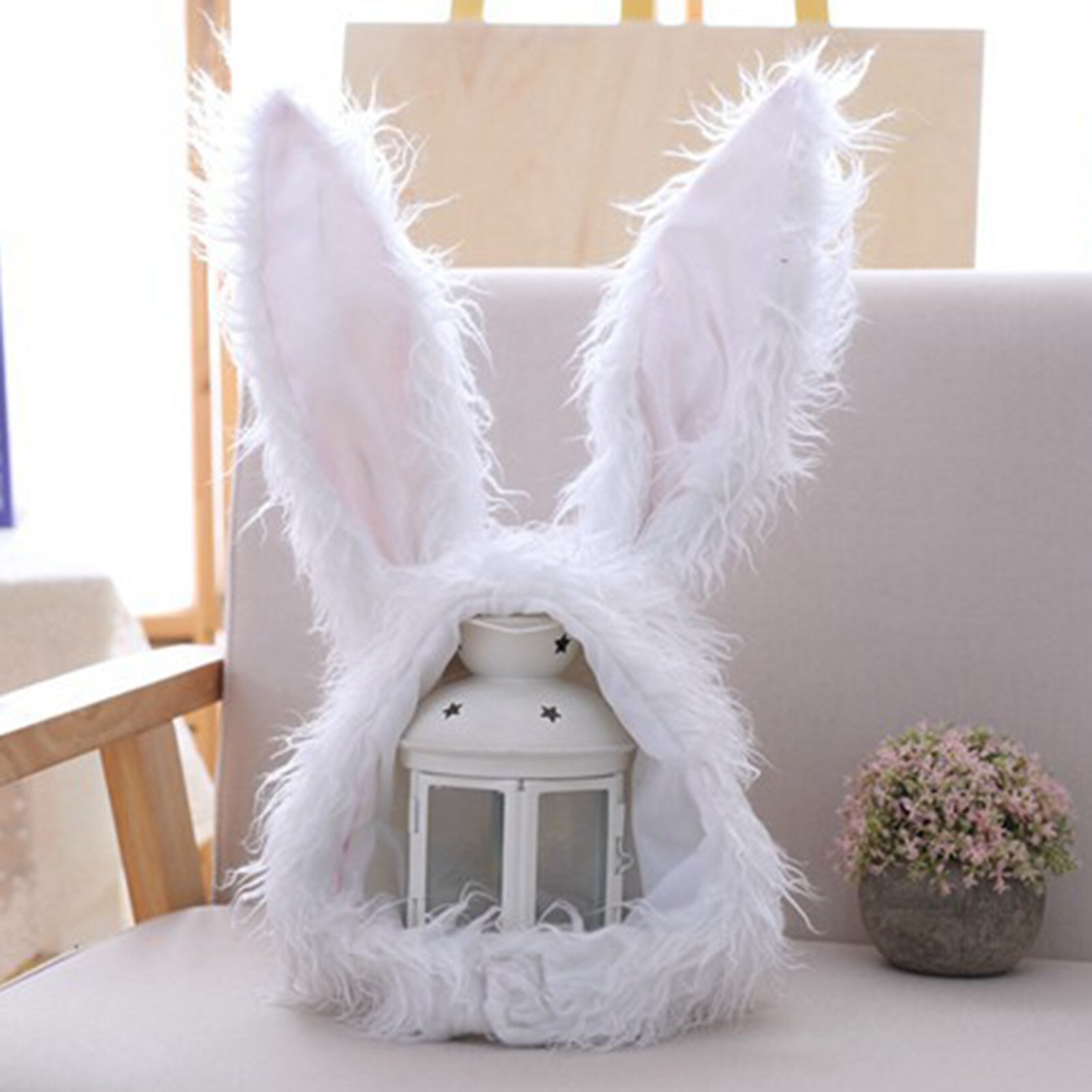 Cute Plush Long Rabbit Bunny Ear Hat Earflap Cap Head Warmer Costume Photo Prop