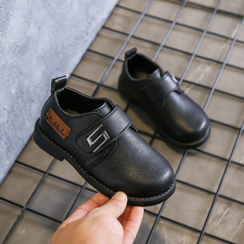 Kids Leather Shoes For Boys Wedding School Show Flats Shoes Classic Children Black Loafer Moccasins British Style Spring