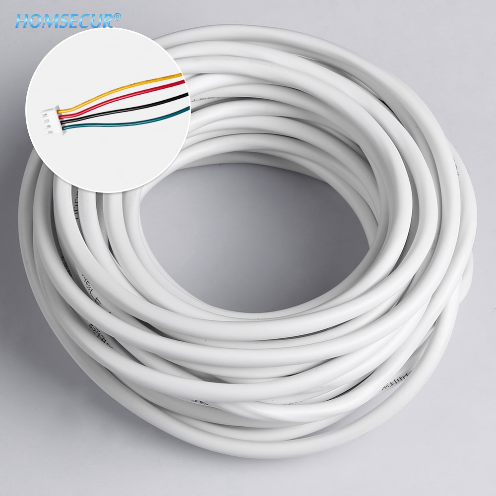 Homsecur 10m 15m 20m 25m rvv 4*0.30 4 wire kobber kabel til video intercom farve dørtelefon dørklokke kablet intercom system