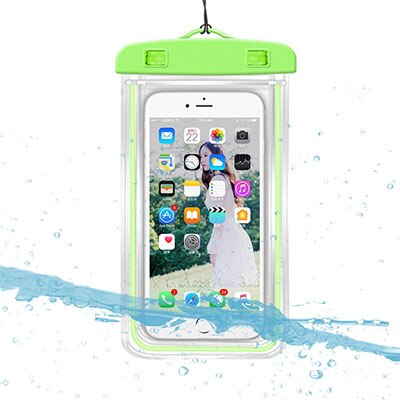 3.5 -6 inch Universal Waterproof Case Phone Dry Bag Swimming Underwater Mobile Phone Holder Cover for Outdoor Activities: green bag