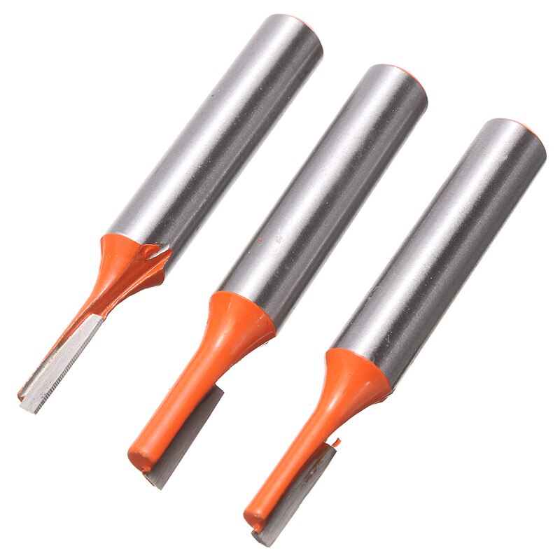 3pcs 8mm Shank Straight Cutter Router Bit 3mm 4mm 5mm Slot Diameter Woodworking Groove Cutting Router Bits Tool