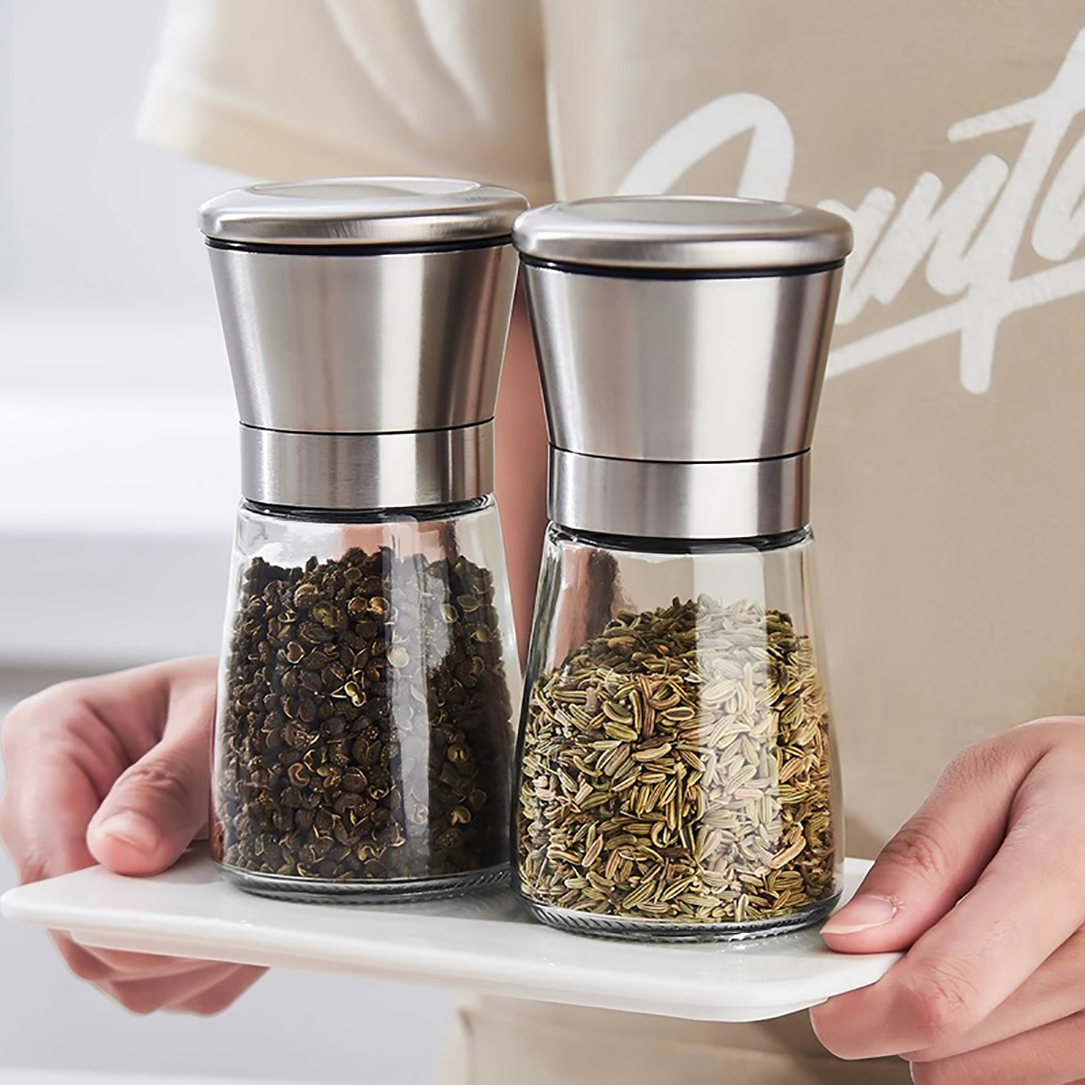 Botella de molienda Manual para condimentos de cocina, juego de sal y pimienta, molinillo de pimienta, molinillo mezclador de especias, molinillo grueso y fino