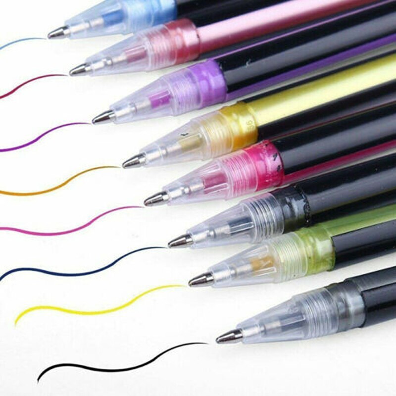 Ensemble de stylos à Gel 12/24/48 couleurs, à paillettes, pour l'école, le bureau, pour livres de coloriage pour adultes, journaux, dessin, marqueurs d'art