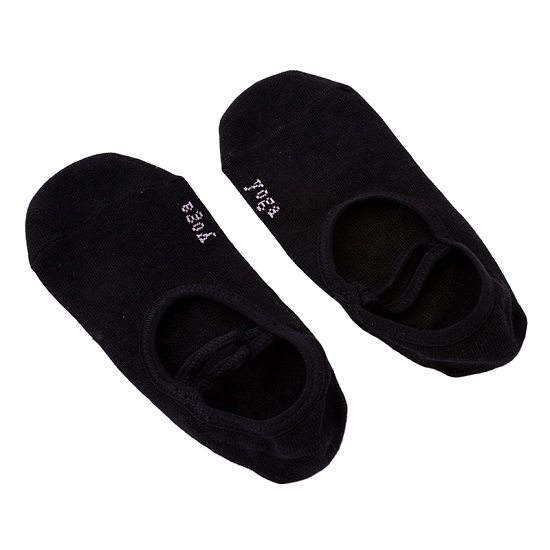 Chaussettes de Yoga et danse pour femmes, chaussons de sport antidérapants, en coton, pour cyclisme, Pilates, protection du talon de Ballet: black