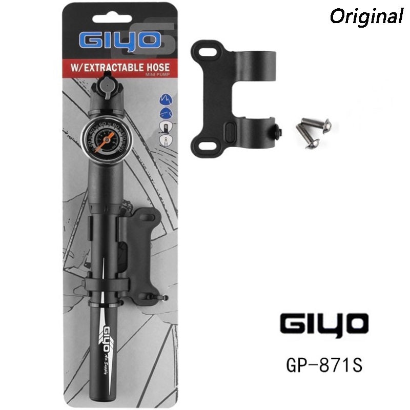 Originele Giyo GP-871S Mtb Draagbare Handheld Fiets Pomp Manometer Slang Fietsband Inflator Fiets Accessoires