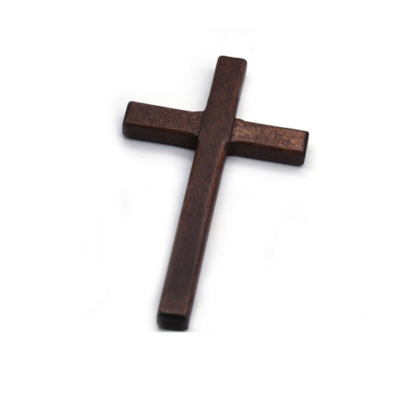 Croix en bois chrétien 12cm (4,7 pouces), grand Crucifix Long, deux couleurs: Brown