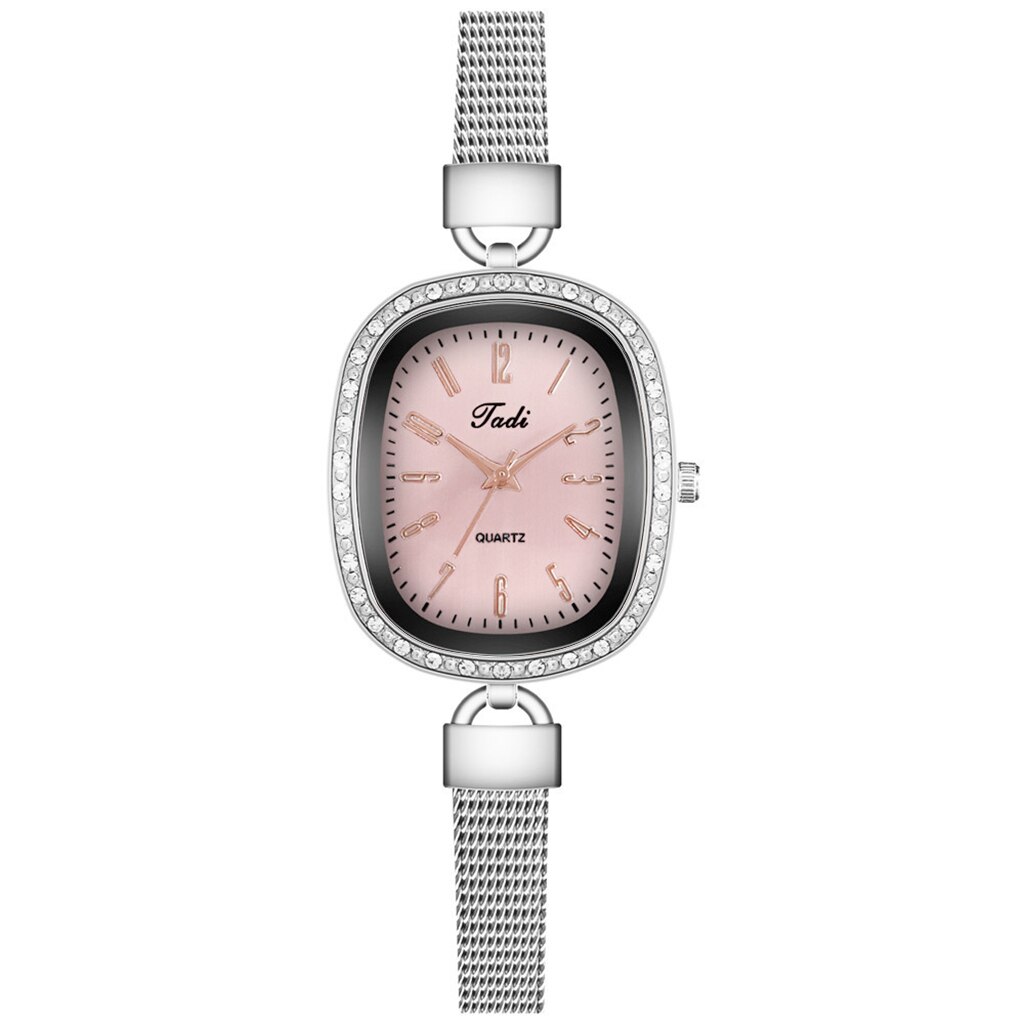 Reloj de pulsera con correa de malla plateada para Mujer, pulsera con esfera de diamante,: XR4610SLPK