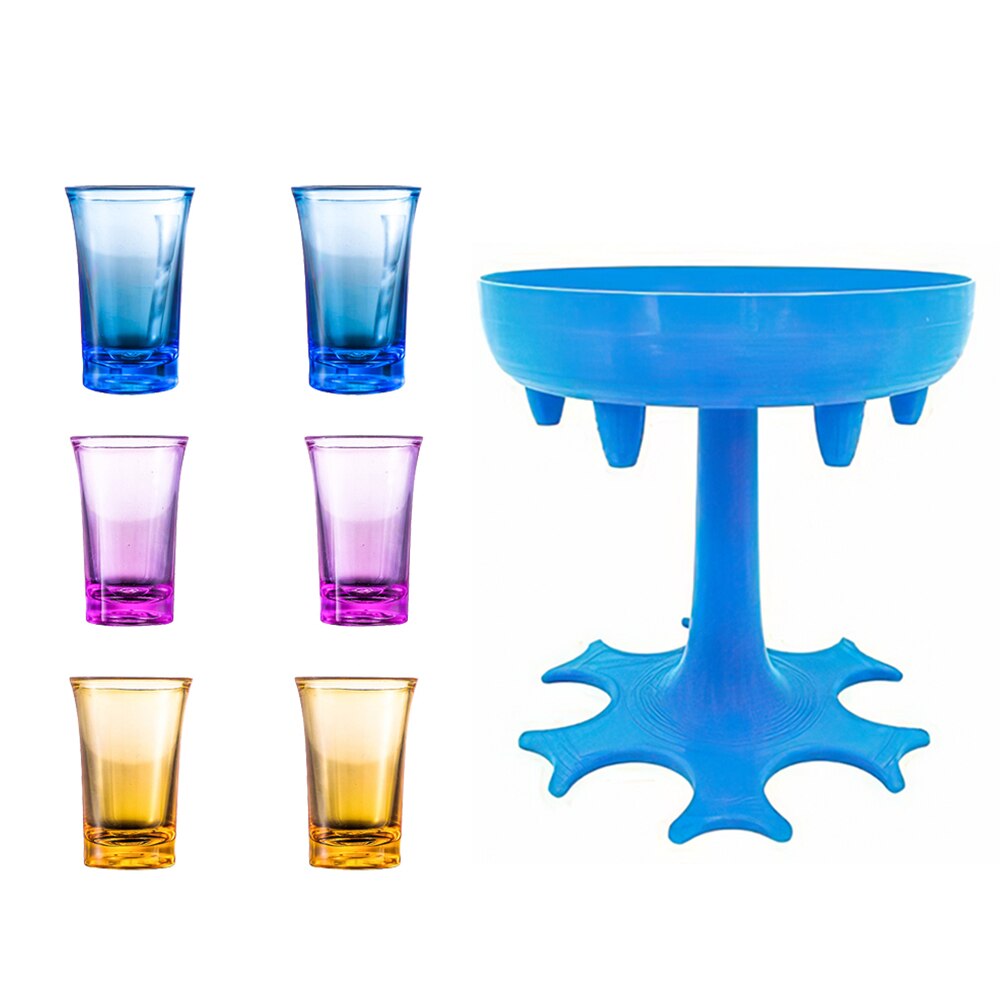Portable 6 Shot Glass Dispenser Holder Fast Wine Glass Dispenser Beer Dispenser Caddy Liquor Dispenser Party Bar Accessory: Blue Colorful cup