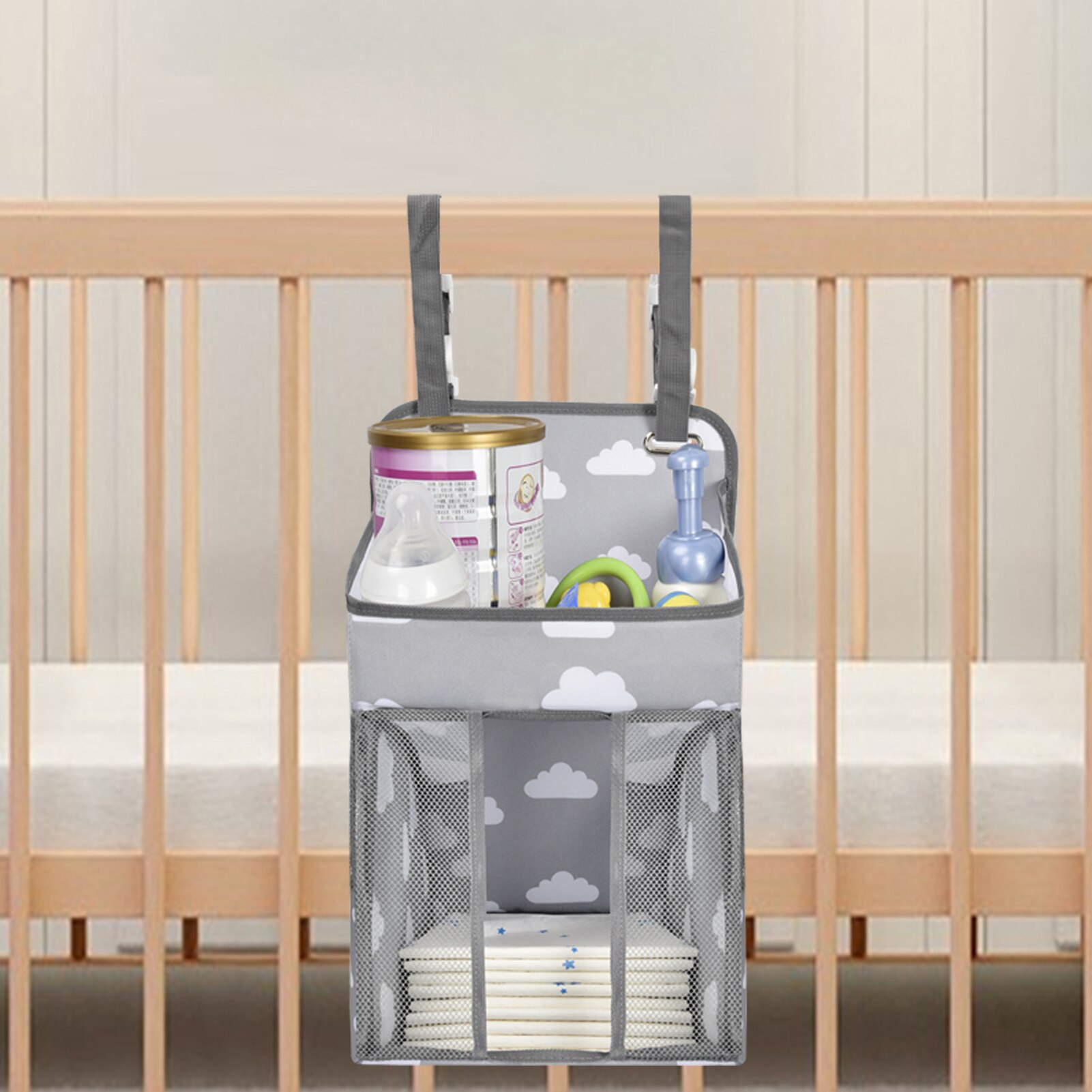 Baby Multifunktionale Hängende Lagerung Tasche mit der Großen Kapazität Nacht Organizer Kleinkind Baby Wesentliche Bettwäsche einstellen Lagerung Tasche