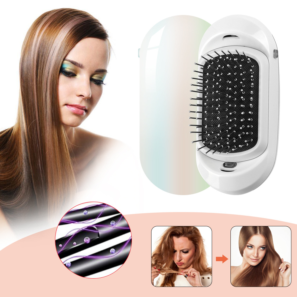 Ionic Hair Brush Portable Electric Hairbrush Anti Static Magic Negative Ion Hair Massage Comb No More Frizz Scalp Massager