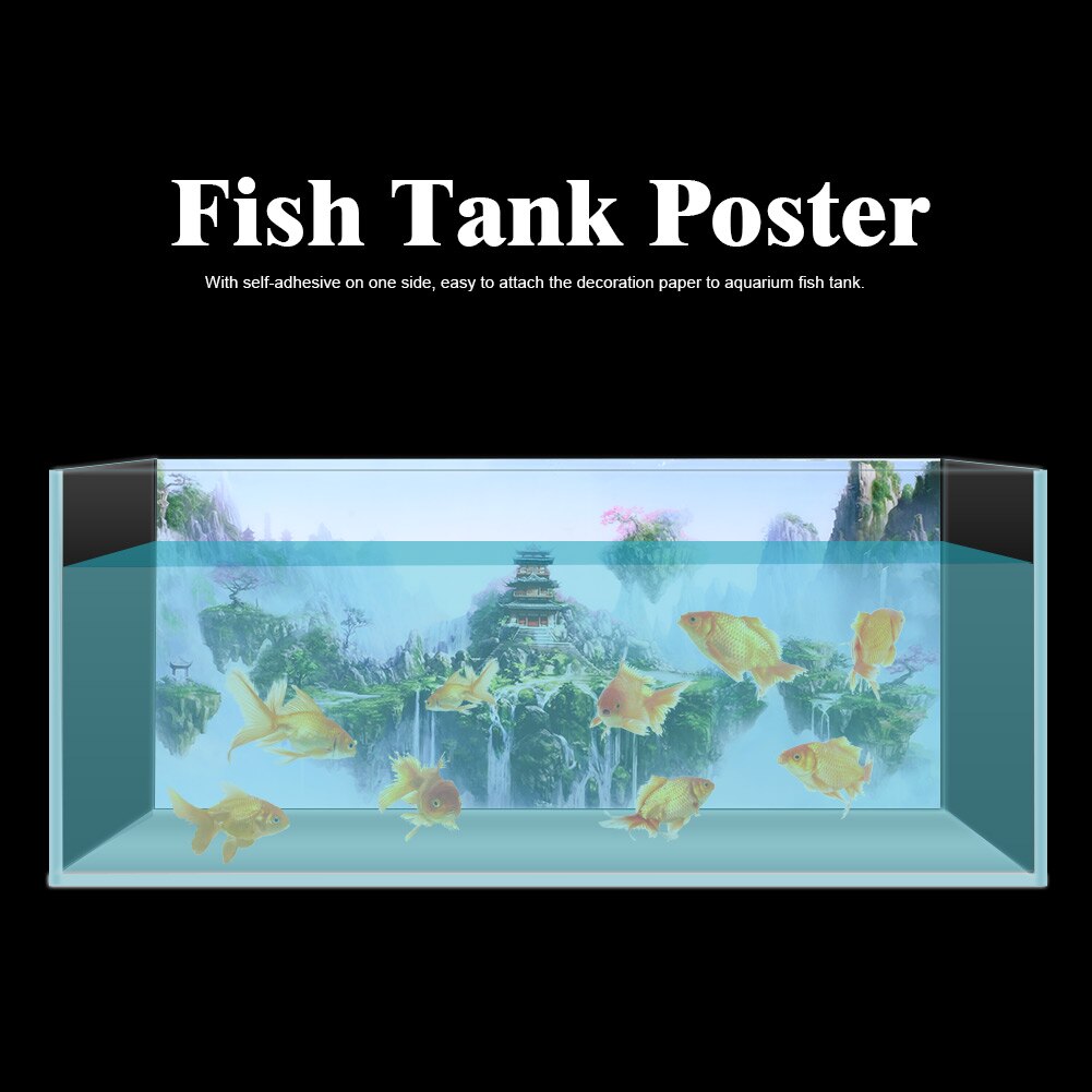 PVC Aquarium Landscape Sticker Poster Fish Tank 3D Background Sky Doublesided Stickers Ocean Background Ornament Poster Decor