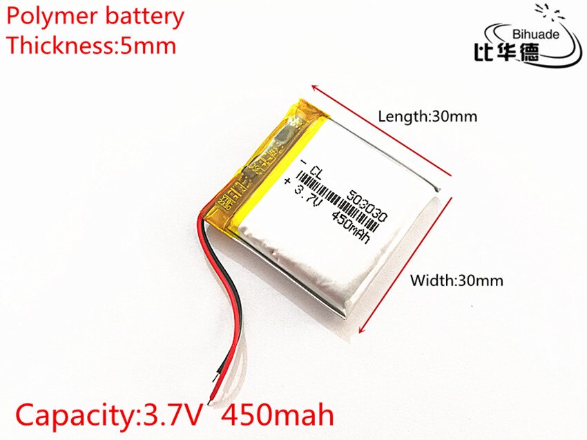 3.7 V 450 mAh 503030 Lithium polymère LiPo batterie Rechargeable ion cellules pour Mp3 Mp4 Mp5 bricolage PAD DVD E-book bluetooth casque