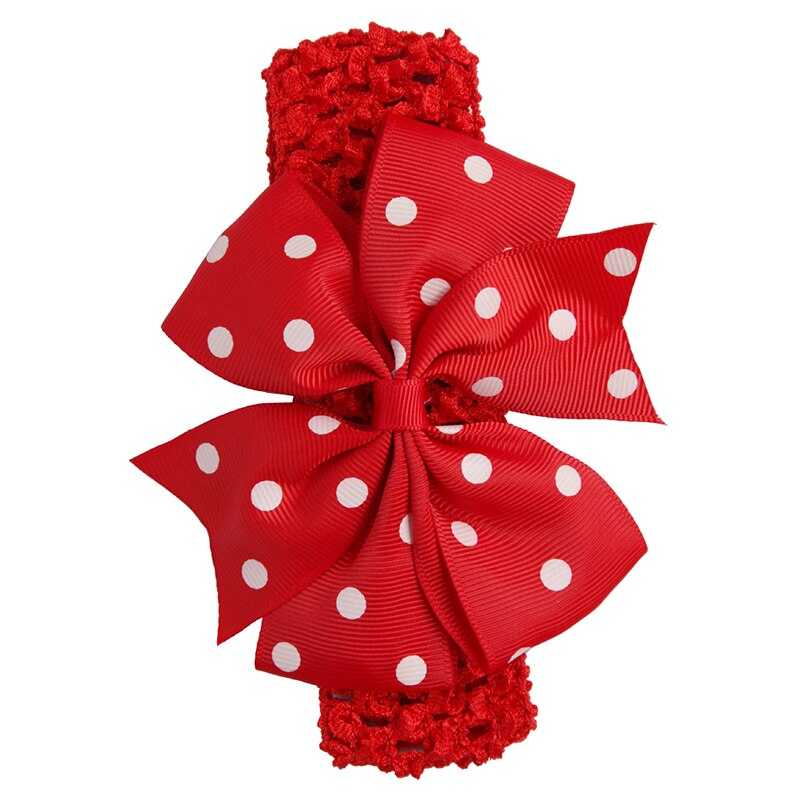 Baby Mädchen Rippe Schwalbenschwanz Satin- Band Polka Punkt Bogen Elastische haar Band (verrotten)