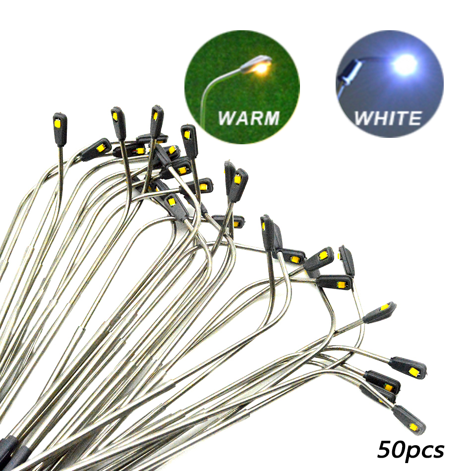 Skala 1:100-500 mini lampa uliczna Model 3V doprowadziło Iillumination światło robić budowy piaskownica stołowa scena materiały zestawy Diorama 50 sztuk