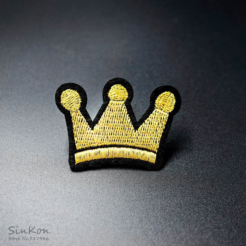 Crown Size:3.5X4.7 Cm Iron On Patch Naaien Op Geborduurde Applique Stof Voor Jas Badge Kleding Stickers