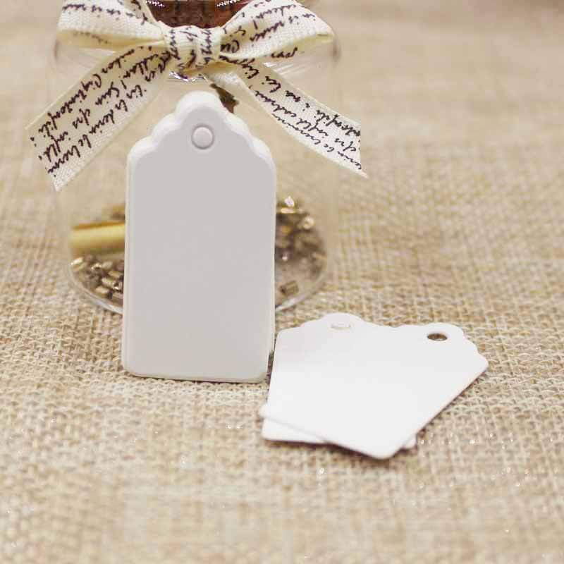 Tarjetas de papel de de 100 Uds., etiquetas para tarjetas en blanco/Negro/kraft, decoración de boda para festivales con vieiras, etiqueta para equipaje Mini en blanco de 2*4cm