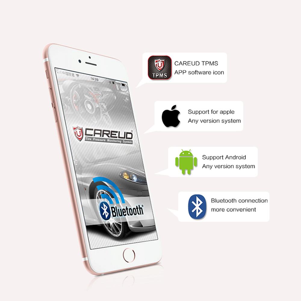 Pneumatici moto di Allarme 2 Sensore di Moto del Sistema TPMS Interno Esterno Senza Fili di Bluetooth 4.0
