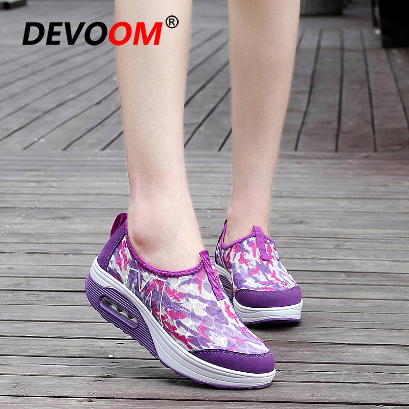 Summer Female Slimming Shoes Sneakers Women Breathable Hollow Toning Shoes Platform Fitness Sport Air Cushion Swing Shoes