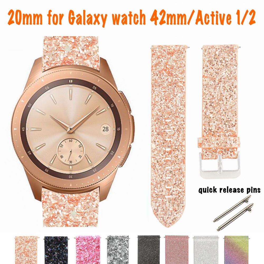 Samsung Galaxy Horloge 42Mm Smart Horloge Band Lederen Band Voor Galaxy Horloge Actieve 2 Bling Vervanging Glitter Horlogeband Armband