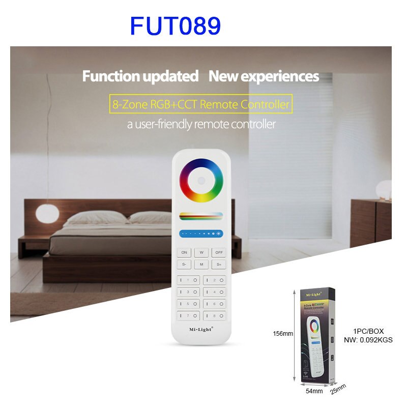 Miboxer 2.4g 4 sone 8 sone trådløs fjernkontroll rf rgbww rgb cct led pære led downlight bryter led strip panel lyskontroller: Fut 089