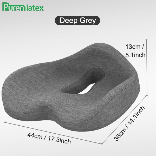 Purenlatex Chair Cushion Set Memory Foam Seat Cushion Lumbar Support Orthopedic Pillow Protect Coccyx Relieve Back Pain Car Seat: Deep Grey Seat Cu