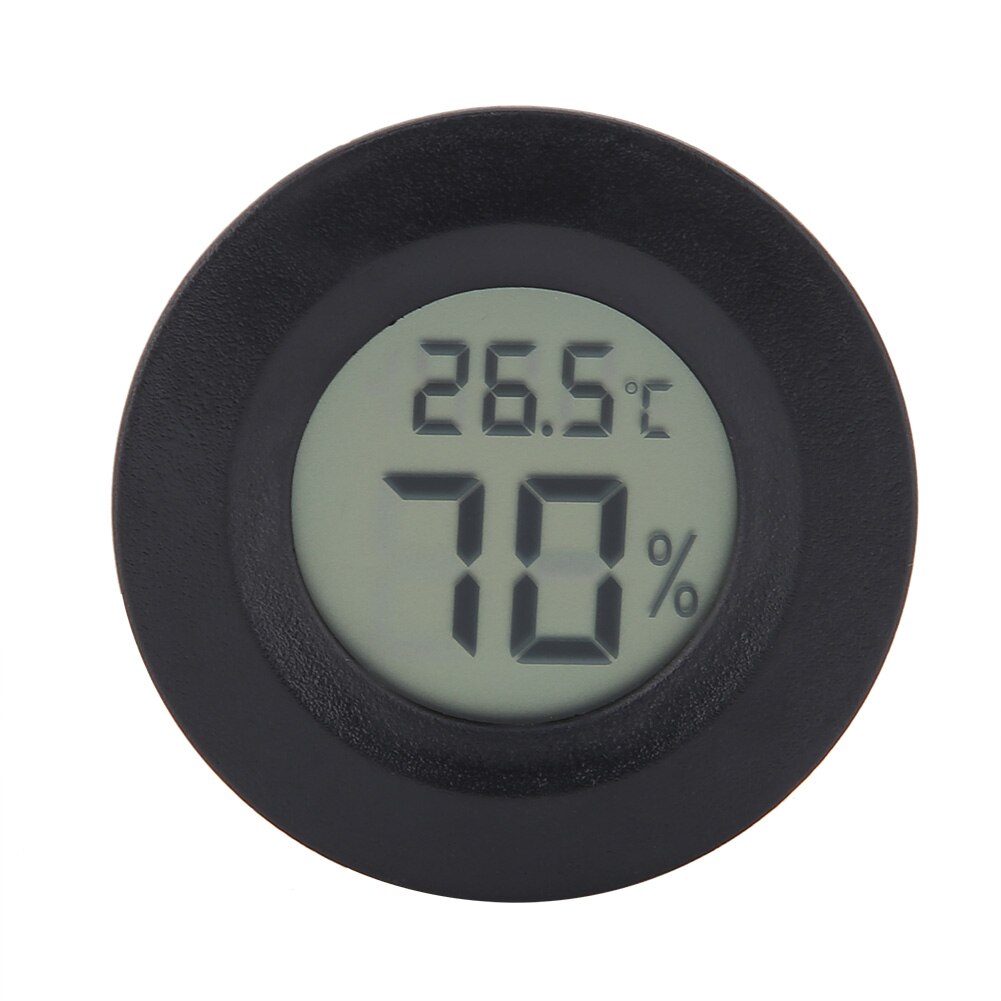 Tinghao mini digitaalinen lcd-lämpömittari kosteusmittari pyöreä muoto lämpötila-kosteusmittari matelijoille: Musta