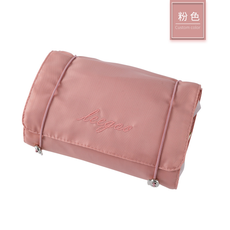 4 In 1 Detachable Makeup Bag Women Zipper Mesh Large Capacity Cosmetics Pouch Foldable Portable Travel Wash Storage Bag: Beige