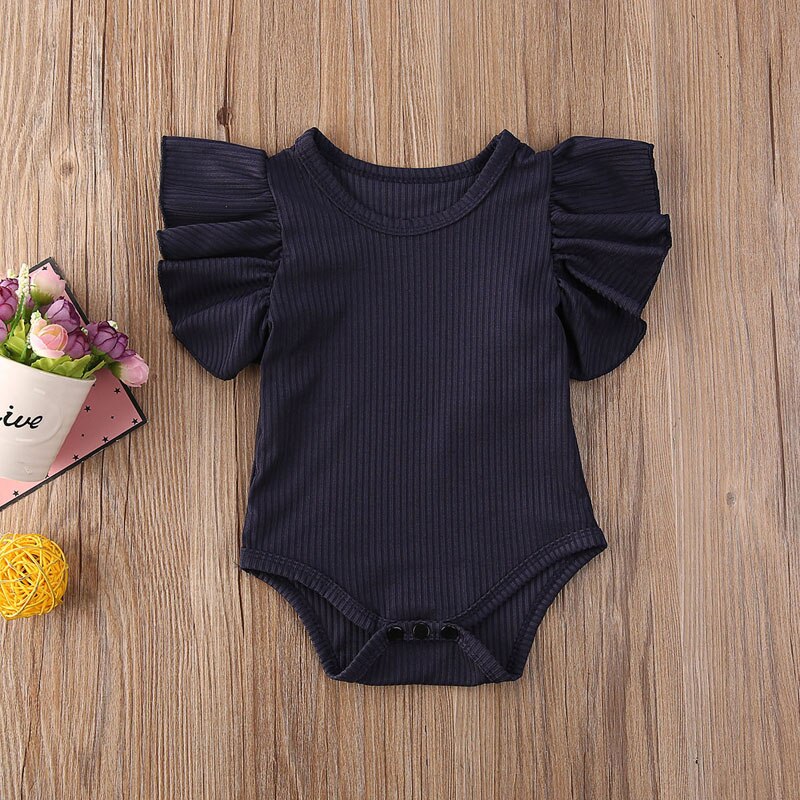 Focusnorm 0-18m pasgeboren babymeisje katoenen bodysuit korte mouwen jumpsuit kledingset zonnepak