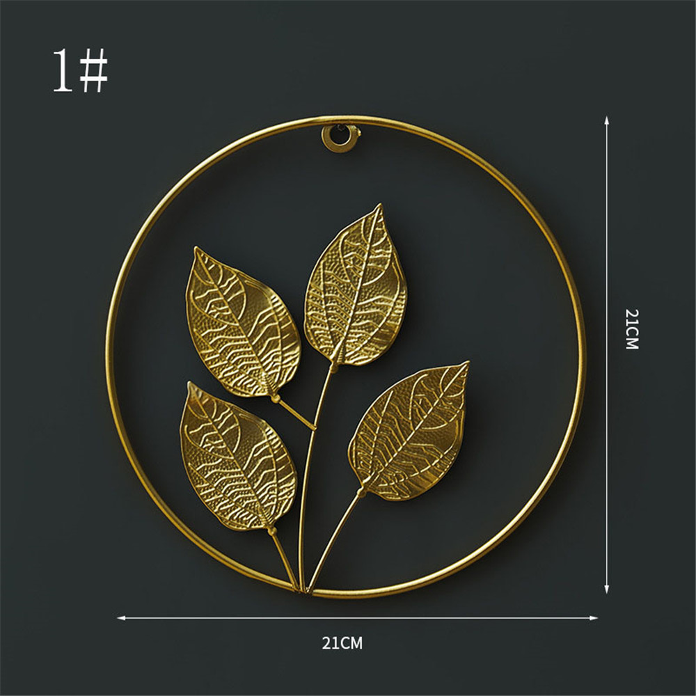 Nordic Style Iron Art Golden Metal Round Leaf Shap... – Grandado