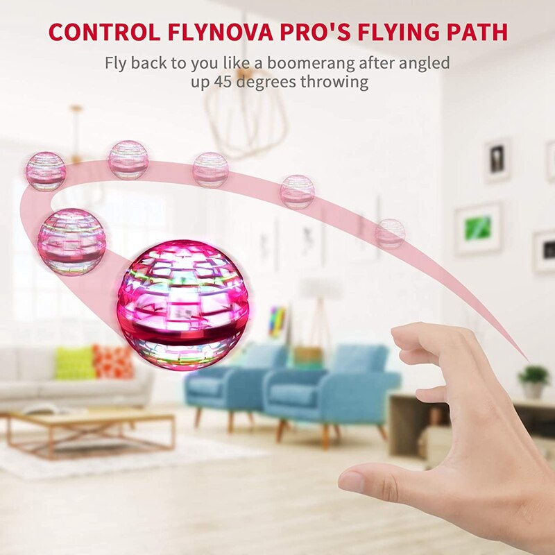 Induction Flying Vehicle-360° Hand Boomerang Spinner Flying Toys Spinner with Endless Tricks Hand Operated Drones red