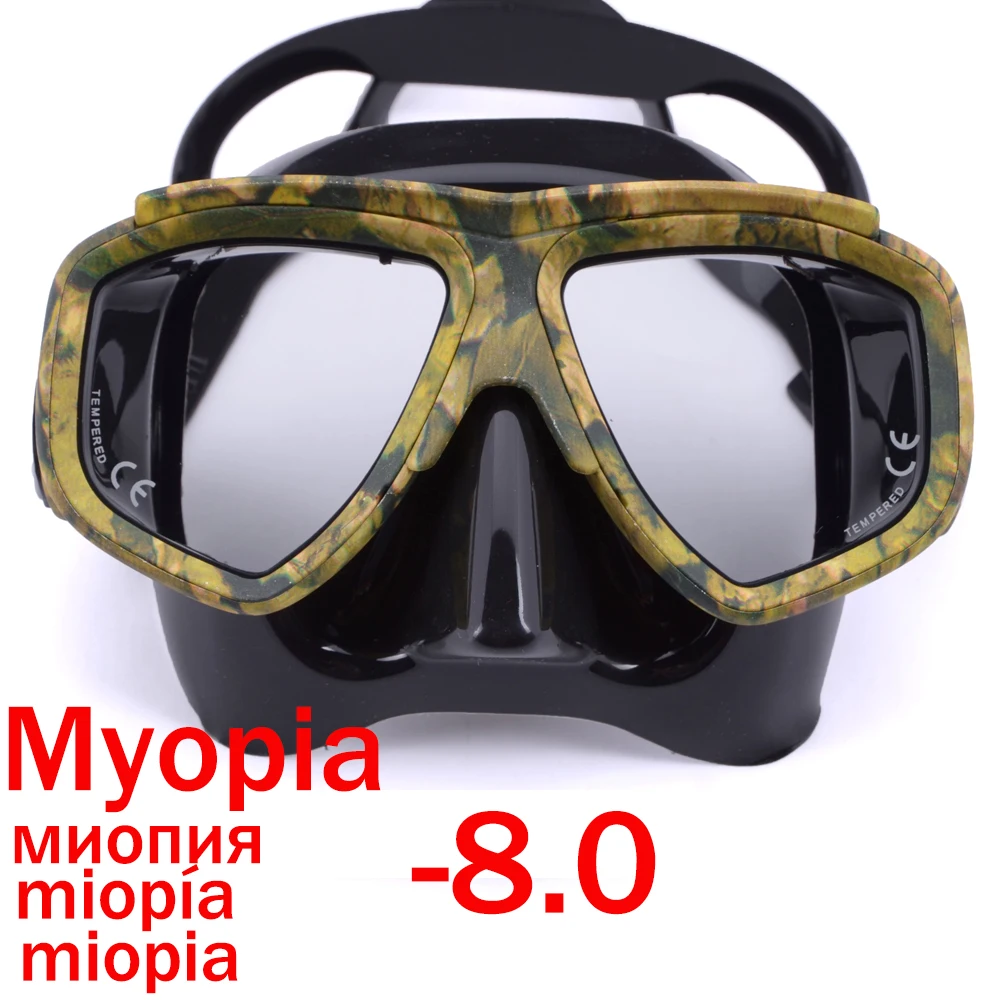 Myopia scuba diving Mask Camouflage anti fog for spearfishing gear swimming masks googles nearsighted lenses short-sighted: VIOLET/紫罗兰