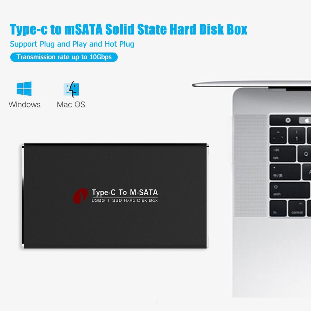 Typ C zu mSATA SSD Mobile Fall Box USB 3,1 Ultra-schnelle und Große Kapazität Daten Transfer Solid State stick Externe Gehäuse