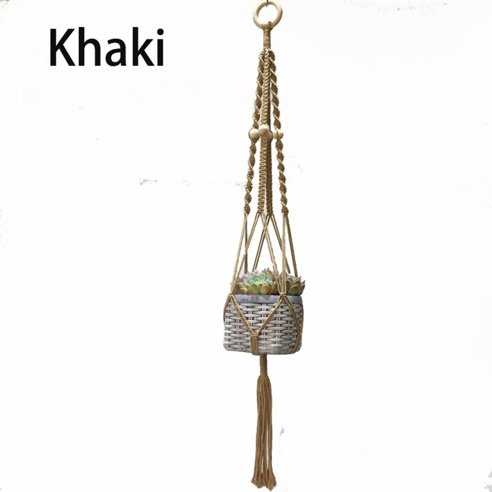 handmade macrame plant hanger balcony macrame plant hanger macrane pot tray: Dark Khaki