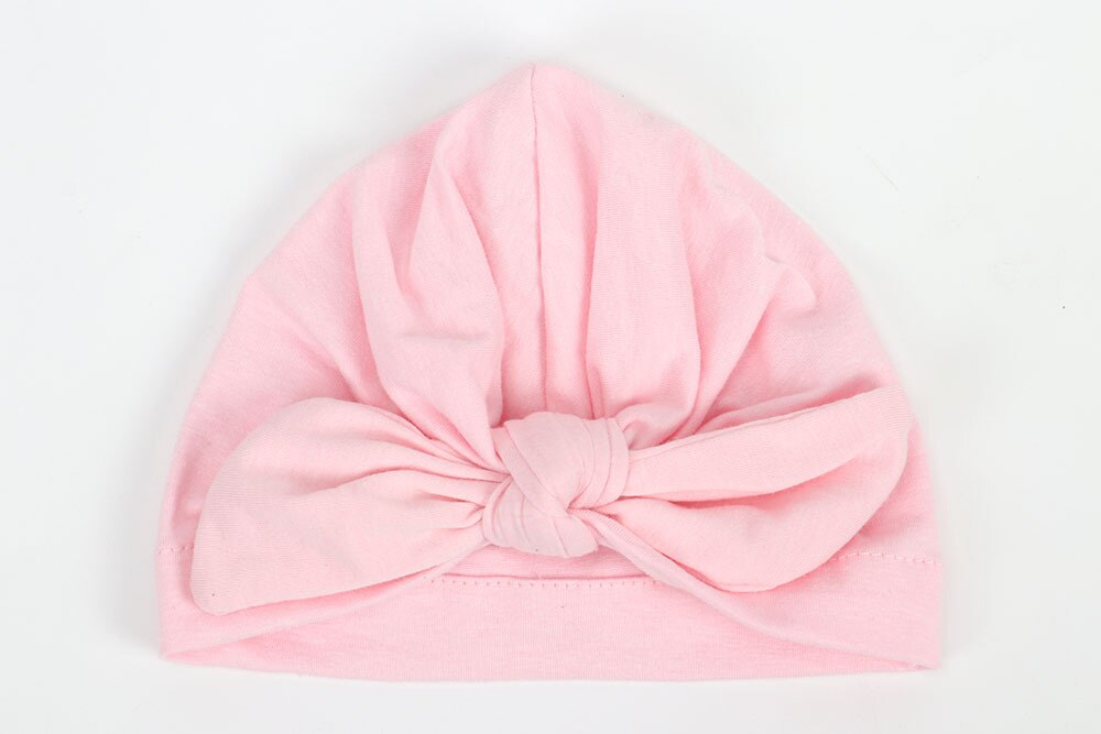 1 pièces Bebe filles garçons doux arcs Turban lapin oreille noeud casquette bonnet chapeau musulman inde chapeau bohème bowknot turbans Cap: Rose