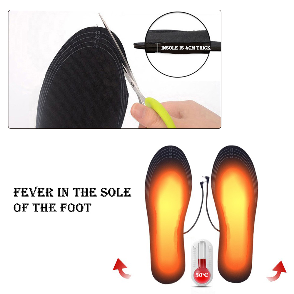 Washable Cuttable Size Shoes Boots Keep Feet Warm Winter Supplies Usb Electric Powered Heated Insoles