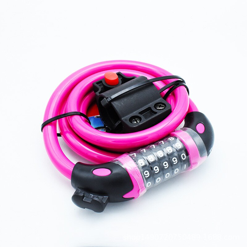 Fietsslot 5 Cijferige Code Combinatie Fiets Security Lock 1200 Mm X 12 Mm Stalen Kabel Spiraal Fietsen Fiets lock: Red
