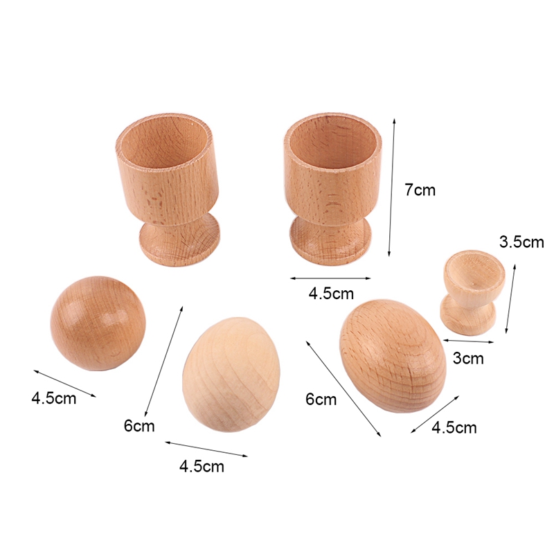 Montessorimaterial för spädbarn, 3d- objekts passande övningsleksaker, äggkopp, bollkopp, träleksak, 8-12 månaders babyhänder och fötter