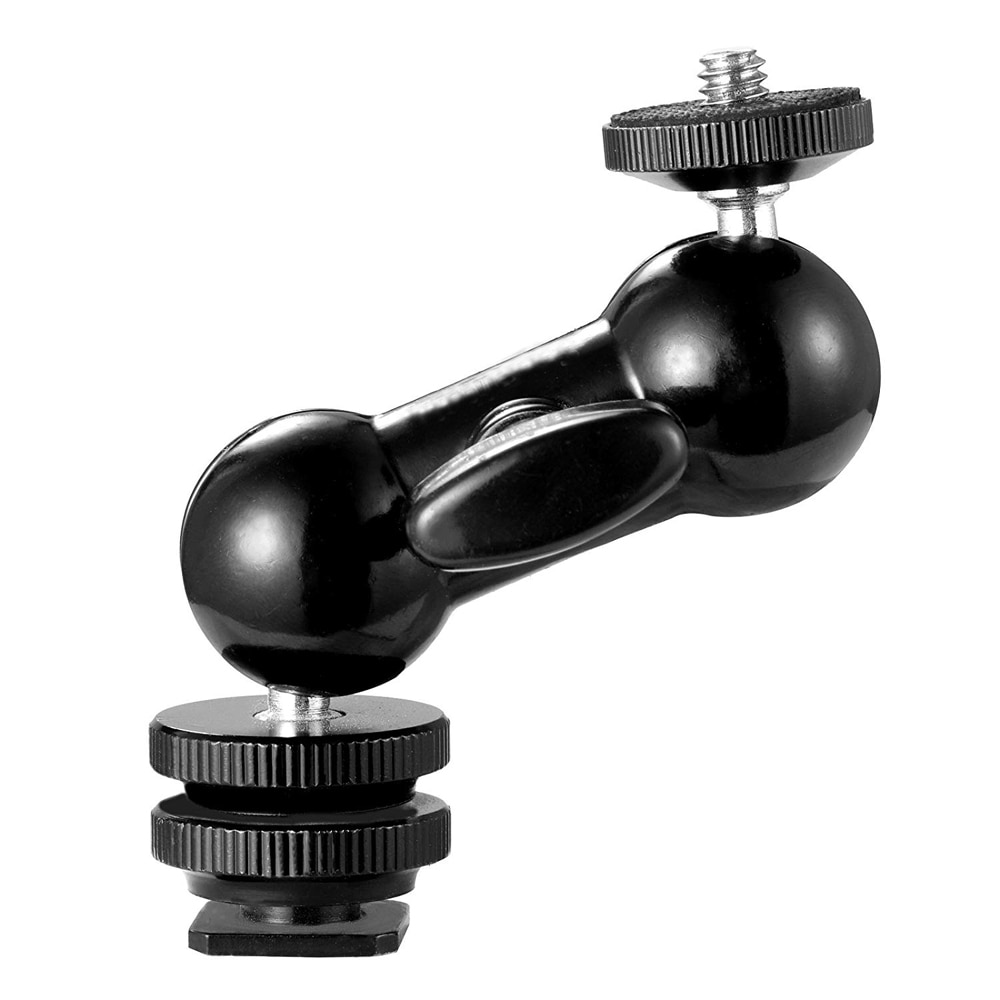 Multi-Function Double Ball Head Articulating Magic Arm w/ Shoe Mount 1/4 Screw for Camera Monitor Led Light Camera Cage