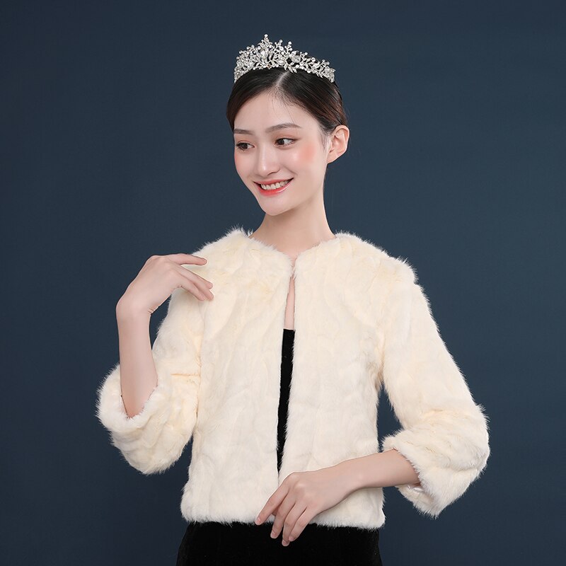 Boleros de novia de piel sintética de champán, chaqueta nupcial cálida para novia, chal, accesorios para vestidos de boda, novedad de: Default Title