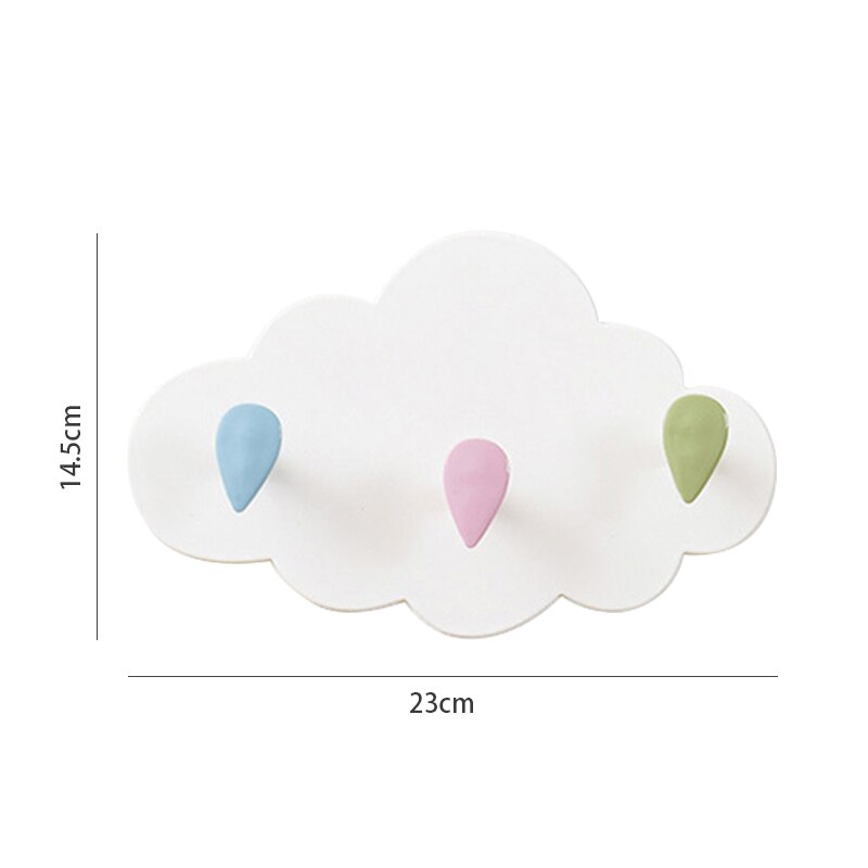 Colgadores de llaves en forma de nube, ganchos decorativos de pared, gancho de almacenamiento colgante de plástico para habitación de niños, cocina, baño, ropa, abrigo: 3 hooks