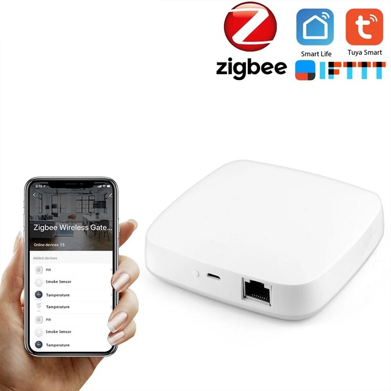 Powered By Tuya ZigBee Wired Smart Gateway Hub Smart Home Bridge Tuya / Smart Life APP Remote Control Center WIFI & Network Cabl