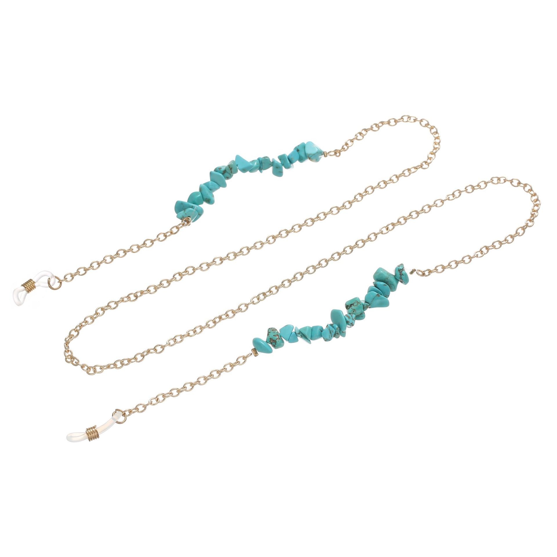 Onregelmatige blauwe stenen kralen bedel zonnebril lanyard riem ketting bril bril ketting koord voor leesbril