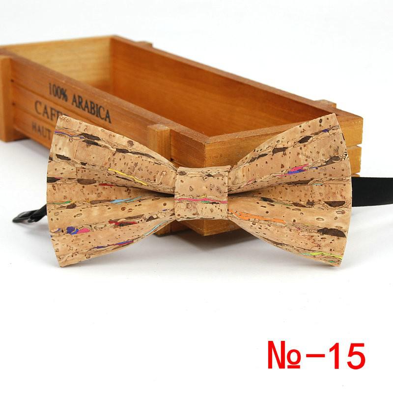 Pajarita de madera de corcho para hombre, pajaritas de madera a rayas Vintage, accesorios de mariposa para boda, negocios informales, Retro, novedad: 15