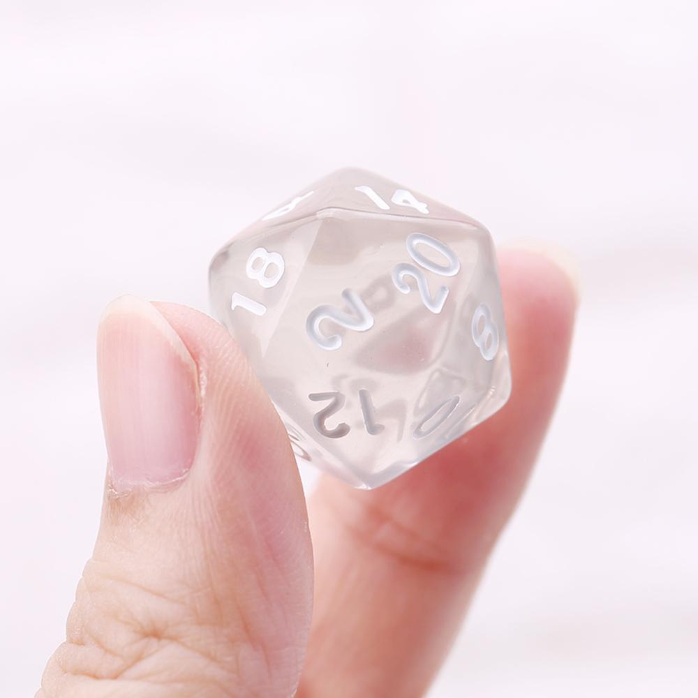 Juego de dados poliédricos de 7 lados para RPG y para D4-D20, transparente