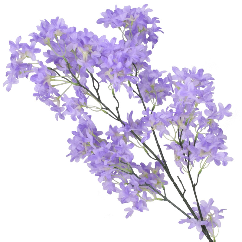 Flor Lila Artificial - Tallo Largo 100cm Flor Seda Flor Cerezo para Decoración Hogar Oficina Hotel Boda Fiesta
