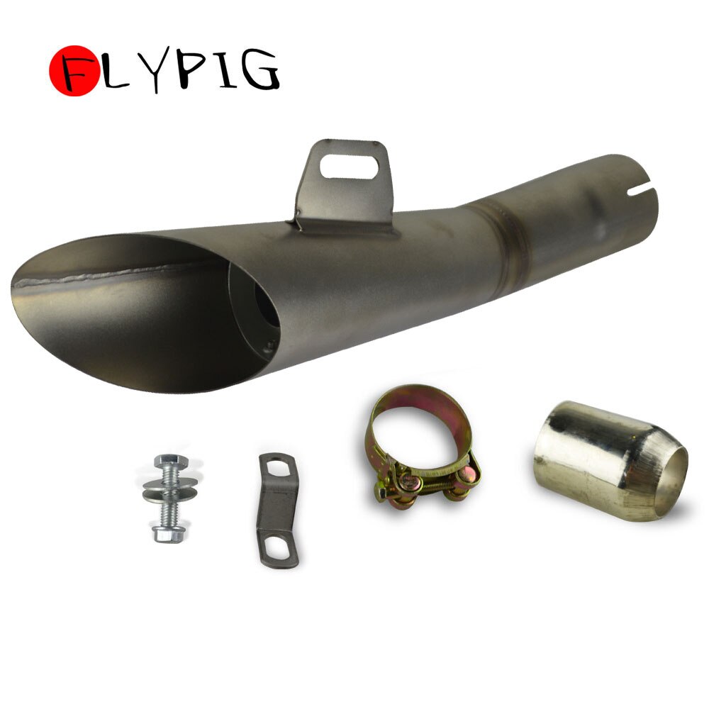 FLYPIG silenciador de escape Universal de acero inoxidable tubo de escape deslizante en 38mm-51mm motocicleta Dirt Street Bike Scooter ATV Quad: A Silver 355mm